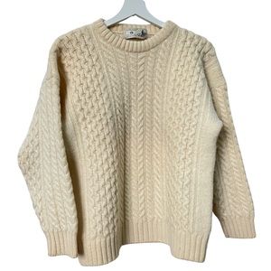 Vintage St Michael Pure New Wool Cream Fisherman Sweater